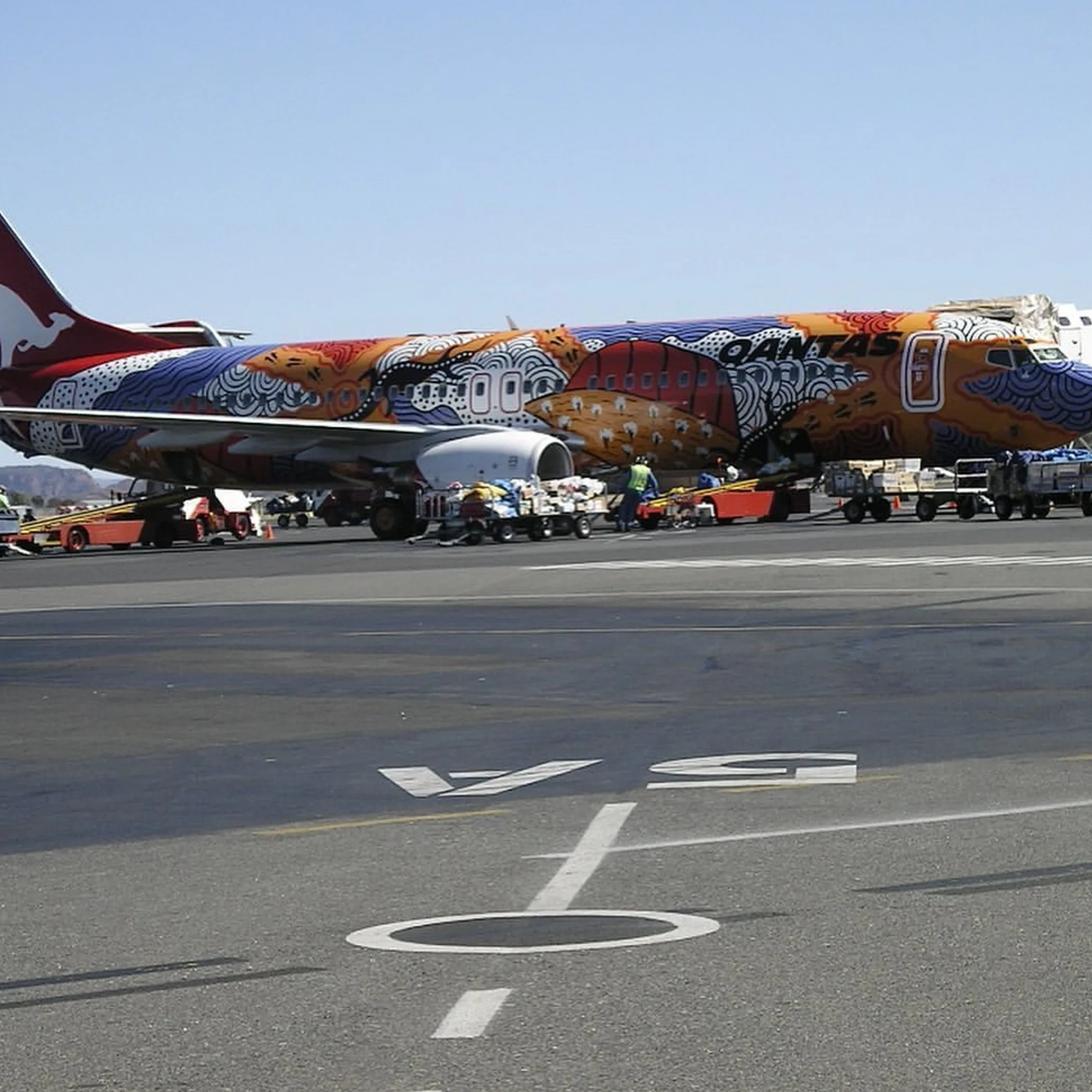 qantas airplane flying in sky